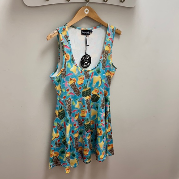 NWT Sourpuss tropical tiki drink skater dress